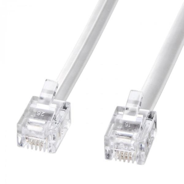 モジュラーケーブル 10m ホワイト 6極4芯 厚さ2.5mm 電話 線 接続