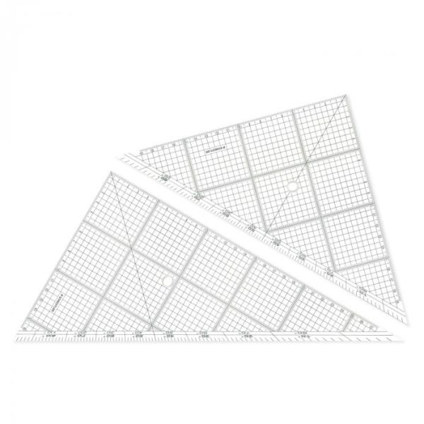 三角定規 2枚セット 30cm 方眼 目盛付 アクリル製 レイアウト用