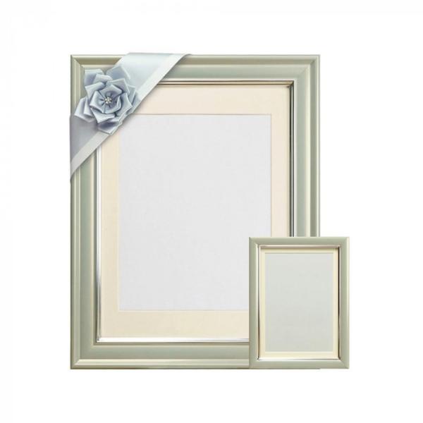 肖像額 セット 80判 キャビネ判 リボン付 グレー 遺影 額縁 スタンド付