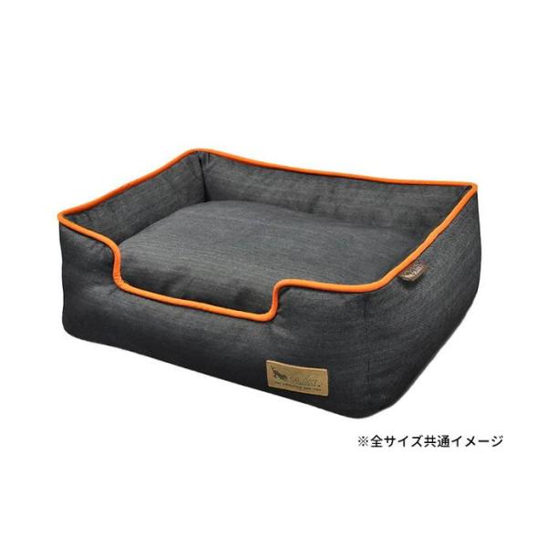ペット用ベッド XLサイズ アーバンデニム クッション性抜群 オレンジ 大型犬