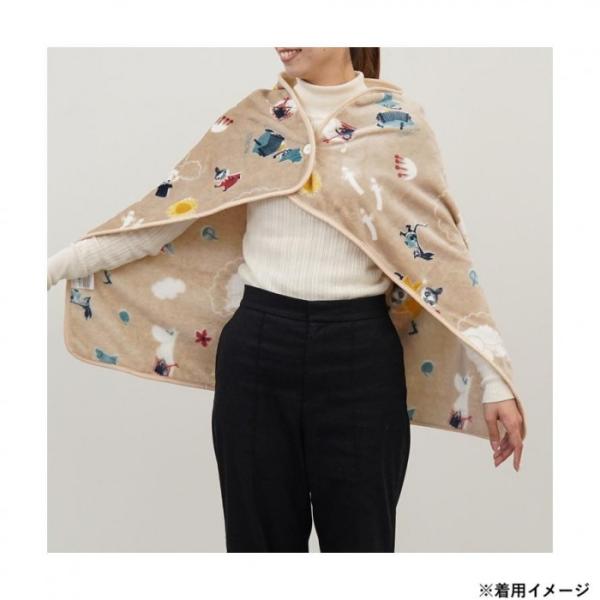 ムーミン ケープ ベージュ 73×100cm ポンチョ ひざ掛け 防寒 キャラクター