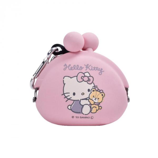 シリコンポーチ ハローキティ 小銭入れ 小物入れ カラビナ付き ピンク かわいい