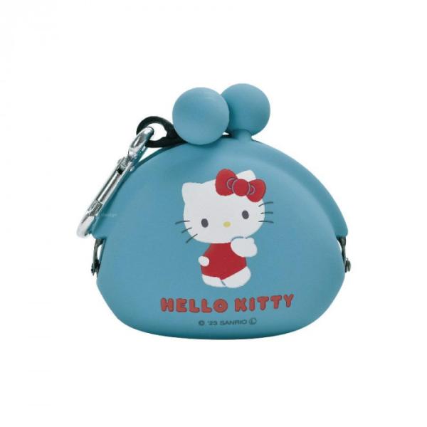 シリコンポーチ キャラクター スカイブルー カラビナ付き 小物入れ