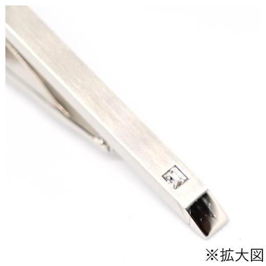 タイバー クリスタルガラス シルバー 55×4mm スタイリッシュ 紳士