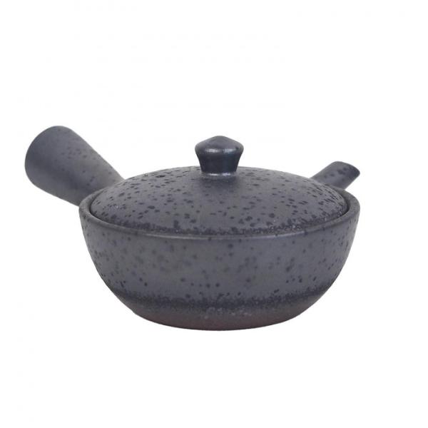 急須 萬古焼 130cc 浅碗 黒ゆずたたき 茶漉し付 注ぎやすい 日本製