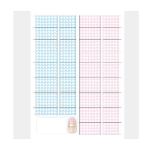 ネイルシール 千鳥格子 パステル ブルー・ピンク フレンチネイル 貼るだけ 日本製