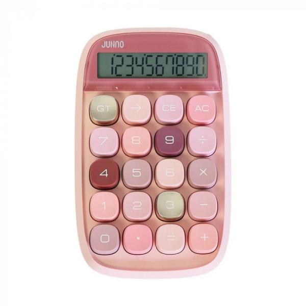 電卓 タイプライター風 ボタン 12桁 レトロデザイン ピンク おしゃれ