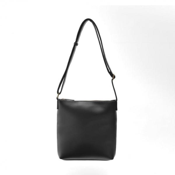 ショルダーバッグ フェイクレザー スクエア 縦型 斜めがけ ブラック メンズ