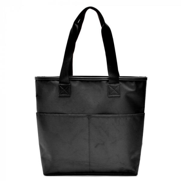 ナイロン本革 トートバッグ ブラック A4サイズ対応 フロントポケット 収納