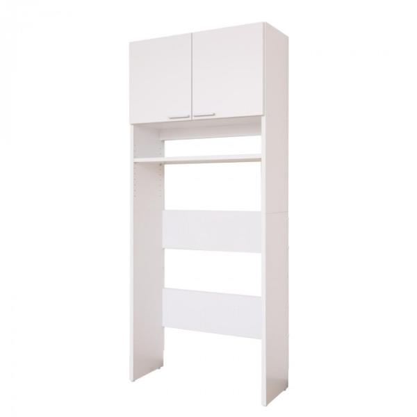 洗濯機ラック 幅80cm 扉収納付き 高さ調整棚付き 省スペース 収納家具 組立式 日本製