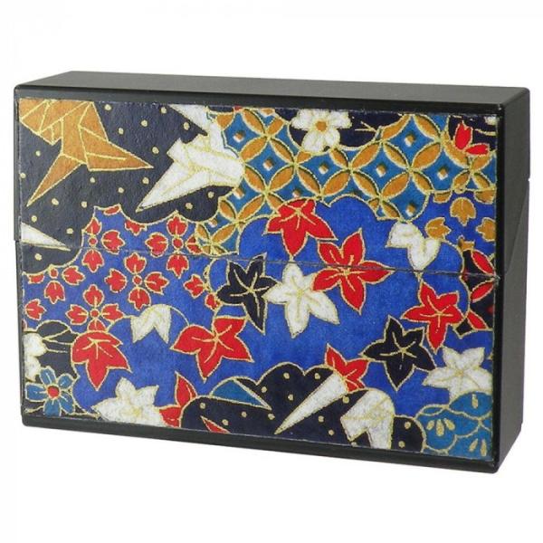 マルチケース 和紙 折り鶴 ブラック ハードケース 小物入れ 収納 友禅和紙