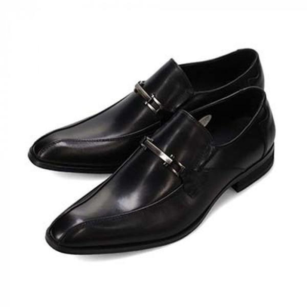 ドレスシューズ 26cm ブラック 牛革 キップ 3E相当 スリッポン 紳士靴