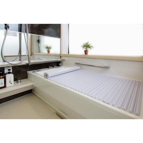 風呂フタ 80×135cm ホワイト ウェーブ型 洗いやすい 浴槽 蓋 抗菌 日本製