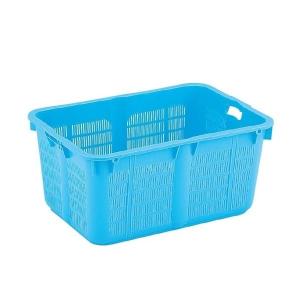 〔5個セット〕プラスケット/網目ボックス 〔No.1200 金具付き〕 ブルー スタッキング金具使用時：段積み可