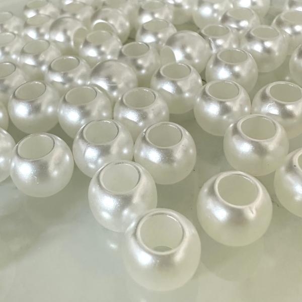 60個 10mm 大穴 プラスチック パール ビーズ