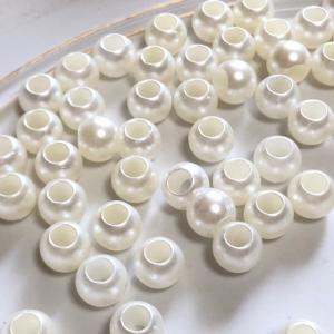 30個 8mm 大穴 プラスチック パール ビーズ