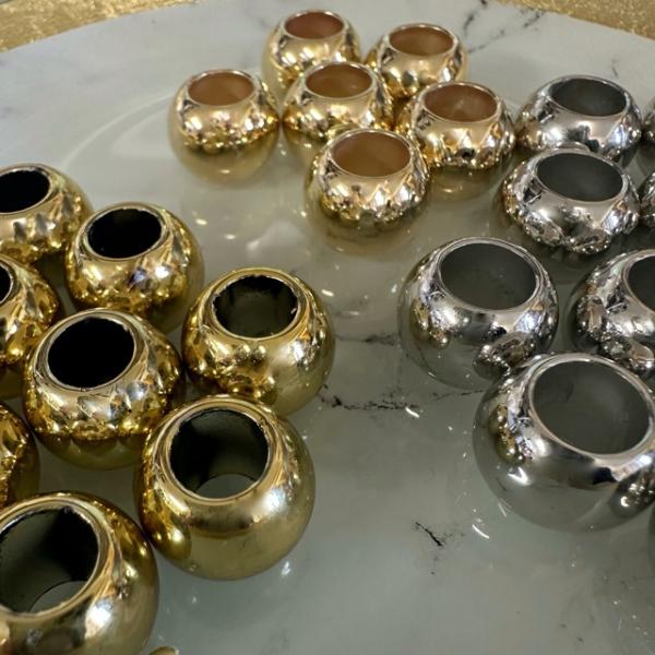 10個 16mm 大穴 プラスチック ビーズ シルバー or ゴールド