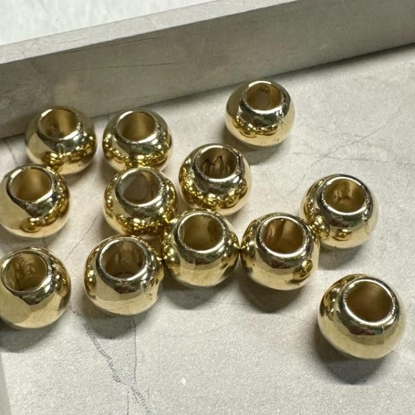 12個 14mm 大穴 プラスチック ビーズ KCゴールド