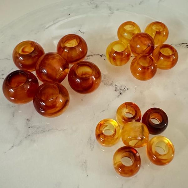 べっ甲 琥珀風 大穴 アクリル ビーズ