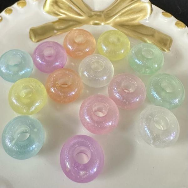 14個 蓄光 アクリル ロンデル ビーズ ミックス