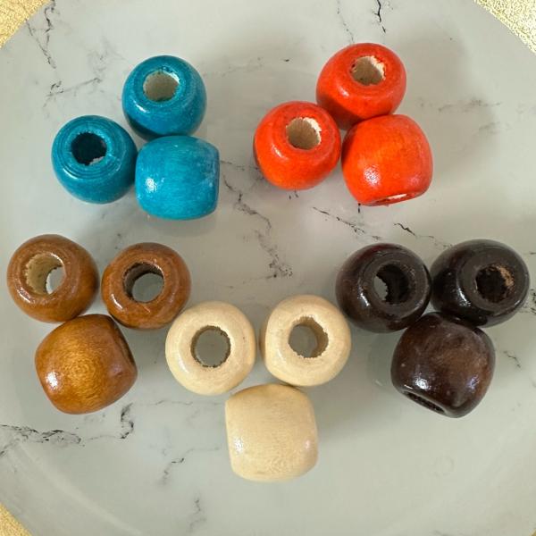 10個 大穴 ウッドビーズ大 16mm×17mm