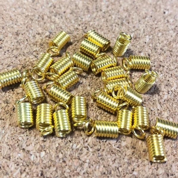 ゴールド スプリング コイル状 金具  エンドパーツ 4mm  25個セット