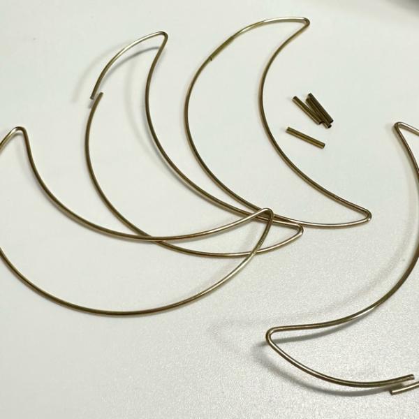 4個 10cm 月 リース用 ワイヤー 接続金具付き ゴールド