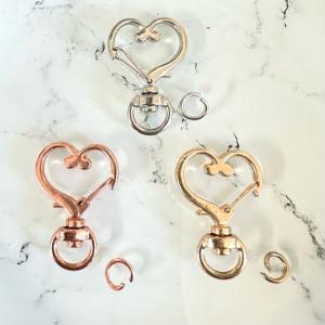 1個 ハート スイベルクラスプ キー リング