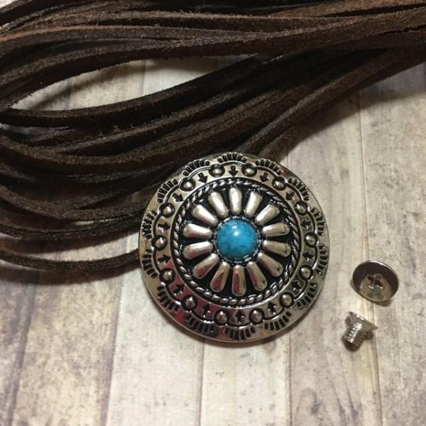 ネジ式 コンチョ シルバー×ターコイズA 1個