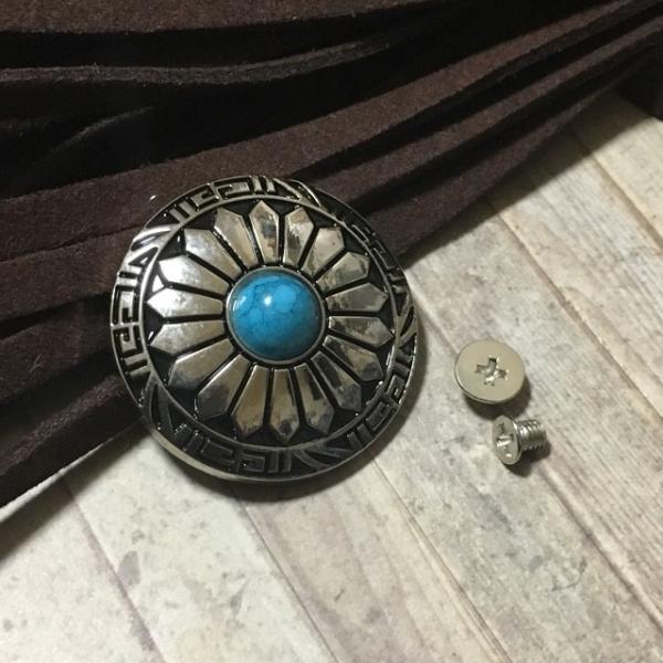 ネジ式 コンチョ シルバー×ターコイズB 1個