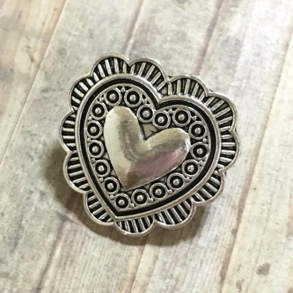 ハート 27mm ボタン シルバー 1個