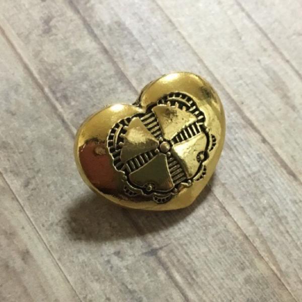 ハート ダブルホール ボタン ゴールド 1個