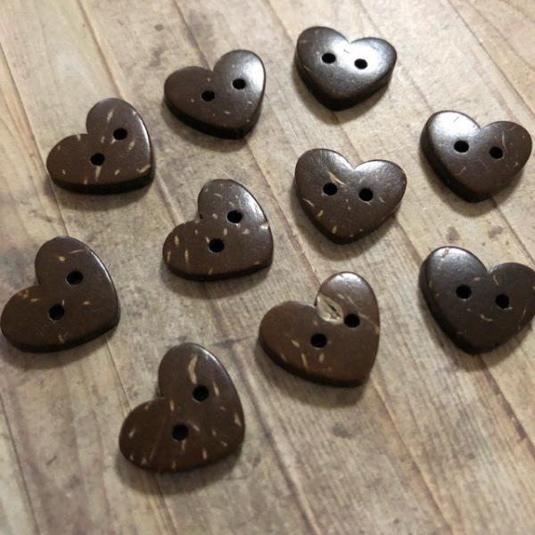 ハート ココナッツ ボタン ブラウン 10個セット