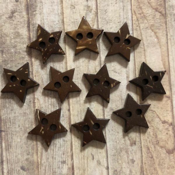 星 ココナッツ ボタン ブラウン 10個セット