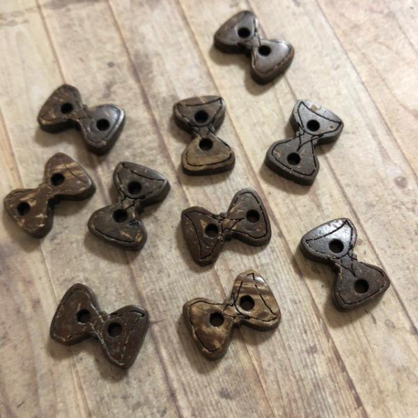 リボン ココナッツ ボタン ブラウン 10個セット