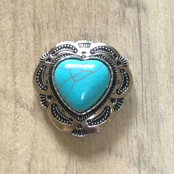 3cm ネジ式 ハート コンチョ ターコイズ 1個