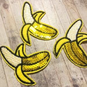 スパンコール バナナ ワッペン 3枚セット｜pod-material