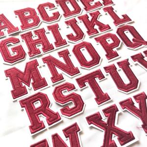 レッド アルファベット ワッペン 1枚の詳細画像1