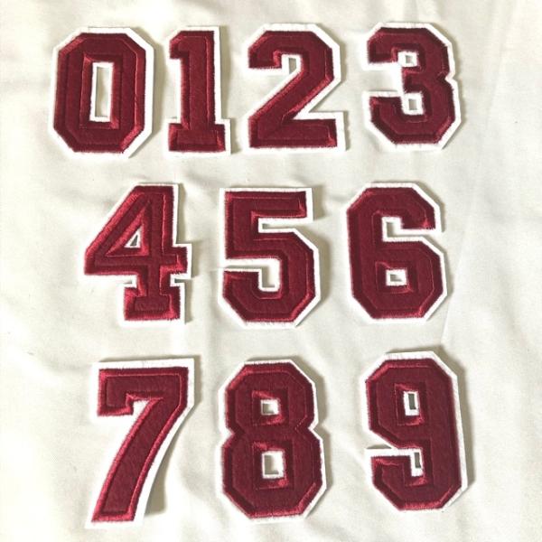 レッド 数字 ナンバー ワッペン 1枚