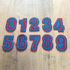 レッド×ブルー 数字 ナンバー ワッペン 1枚の詳細画像1