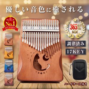 カリンバ 楽器 親指ピアノ 民族楽器 karinba ハードケース付 17キー 指ピアノ ハンドオルゴール かわいい 猫  日本語マニュアル