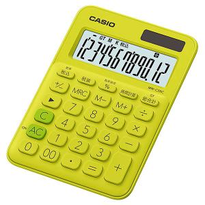 CASIO MW-C20C-YG-N カラフル電卓 ミニジャストタイプ ライムグリーン｜podpark