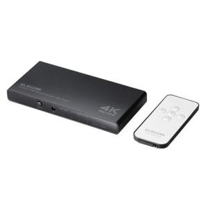 ELECOM DH-SW4KC41BK HDMI切替器/ 4K60Hz対応/ 4ポート/ 3入力(HDMI)+1入力(USB Type-C)・1出力(HDMI)/ 専用リモコン付/…｜podpark