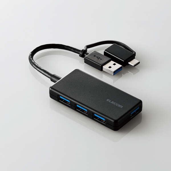 ELECOM U3H-CA4004BBK USB HUB/ USB5Gbps/ Type-C変換アダ...