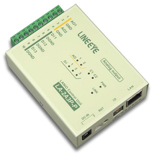 ラインアイ LA-2A3P-P LAN接続型IOユニット アナログ出力2点/ ドライ接点入力3点