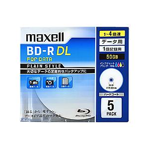 Maxell BR50PPLWPB.5S 1 データ用ブルーレイディスク BD-R DL 50GB 「PLAIN STYLE」 （1〜4倍速対応） インクジェッ…｜podpark