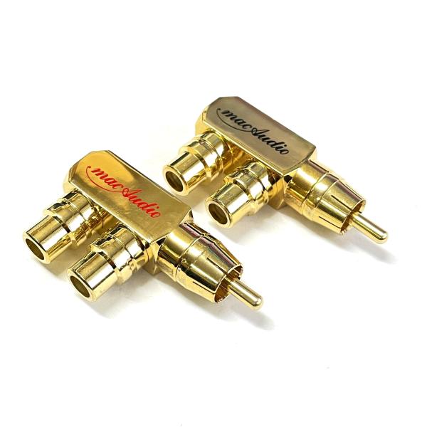mac-Audio オス+（メス×2） アンプ用 2又 RCAターミナル RCA 変換プラグ 金メッ...