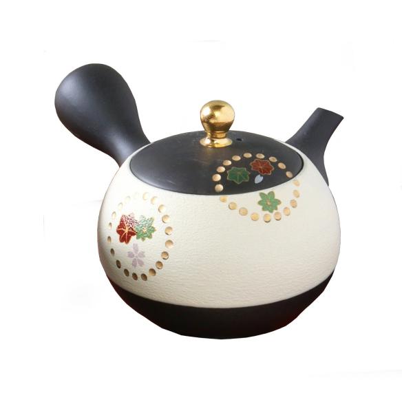 職人の『技』が光る急須です！ 常滑焼急須【名工作品/セラメッシュ】黒泥 240cc 白 黒 絵 常滑...