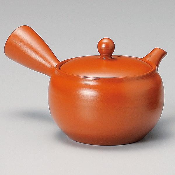 深蒸し茶、お任せください！ 常滑焼急須【深蒸し急須/さわやか網急須】富仙 朱泥 反丸 無地 さわやか...