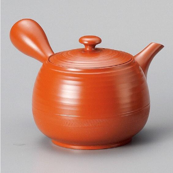 大容量！たっぷりサイズ。 常滑焼急須【帯網急須/大きい急須】竹春 朱泥 袋 大 カット 急須 520...